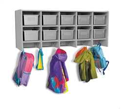 Rainbow Accents 10 Section Wall Mount Coat Locker with Bins