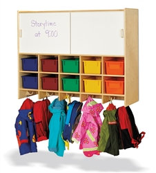 10 Section Wall Mount Coat Locker with Storage & Colored Bins