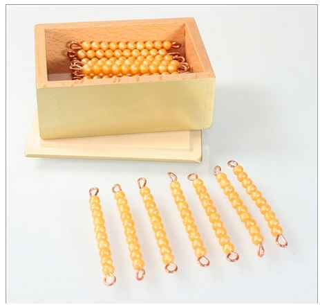 Montessori Materials: 45 Golden Bead Ten Bars w/ Box