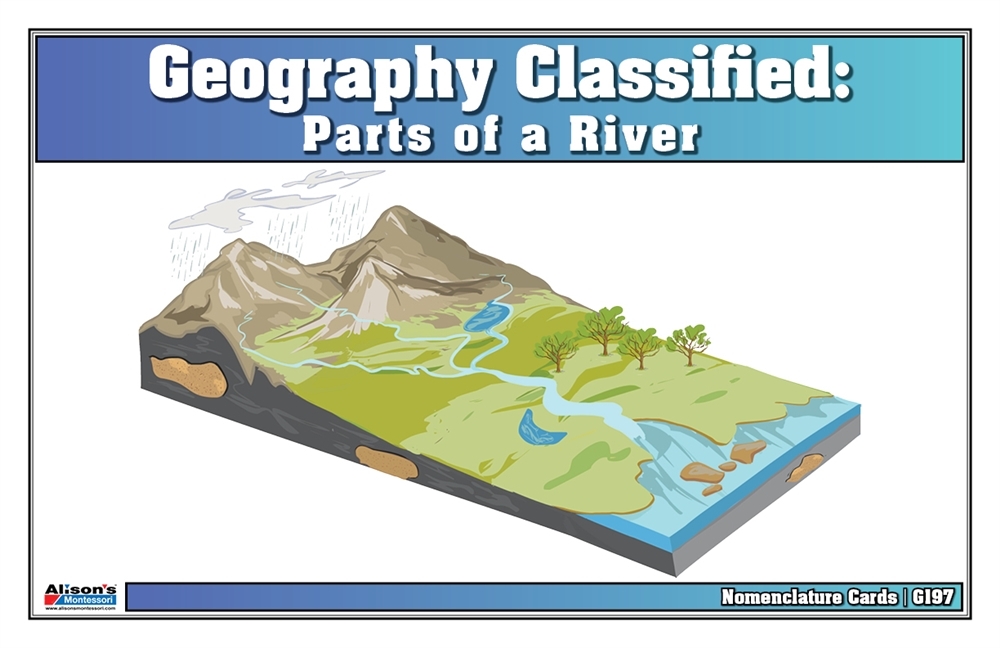 Montessori Materials: Parts of a River Puzzle with Nomenclature Cards (6-9)