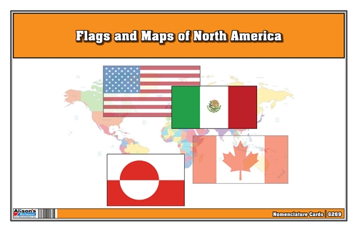 Montessori Materials: Flags and Maps of North America Three Part Cards