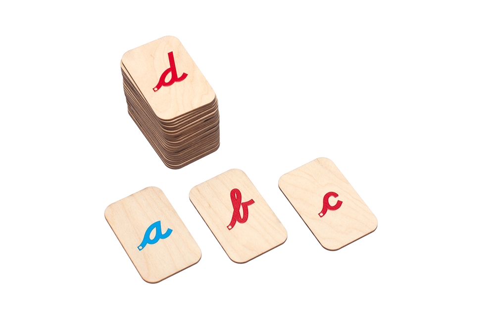  Wooden Raised Alphabet Tiles - Cursive