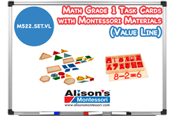 Math Grade 1 Task Cards with Montessori Materials (Value Line)