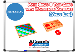 Math Grade 5 Task Cards with Montessori Materials (Value Line)