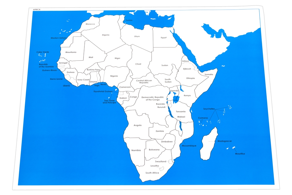 Montessori Materials: Labeled Control Chart for Map of Africa